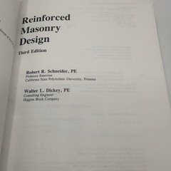 REINFORCED MASONRY DESIGN (3RD EDITION) By Robert R. Schneider & Walter L. VG